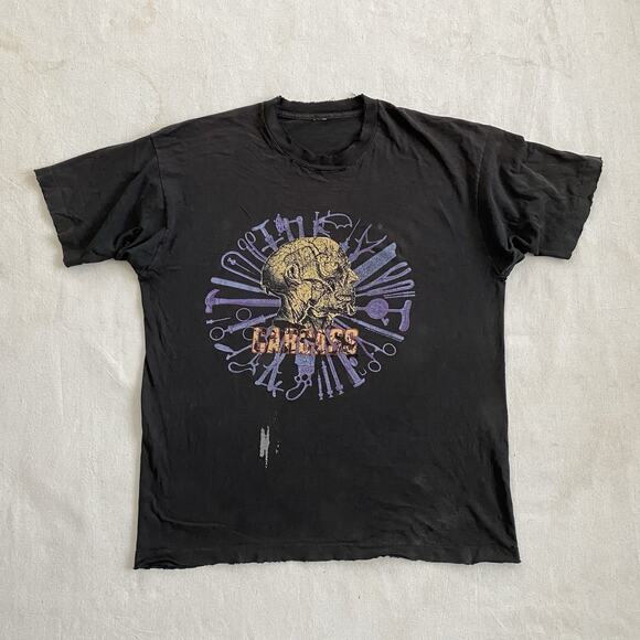 Vintage 90s Carcass Necroticism Death Metal Band Entombed Obituary T-Shirt XL - Picture 1 of 8